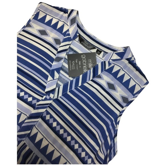 New Mlle Gabrielle Womens Size Small V Neck Sleeveless Midi A Line Dress Blue - Picture 7 of 8